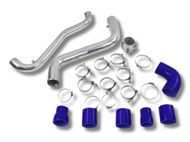 Aluminium & Silicon Intercooler Piping Kit for ML / MN Mitsubishi Triton 2.5L 4D56 - Chrome/Blue (2005 - 2010) - Spoilers and Bodykits Australia