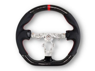 Carbon Fibre & Leather Steering Wheel with Red Centre Line & Stitching for Nissan 370Z (2008 Onwards) - Spoilers and Bodykits Australia