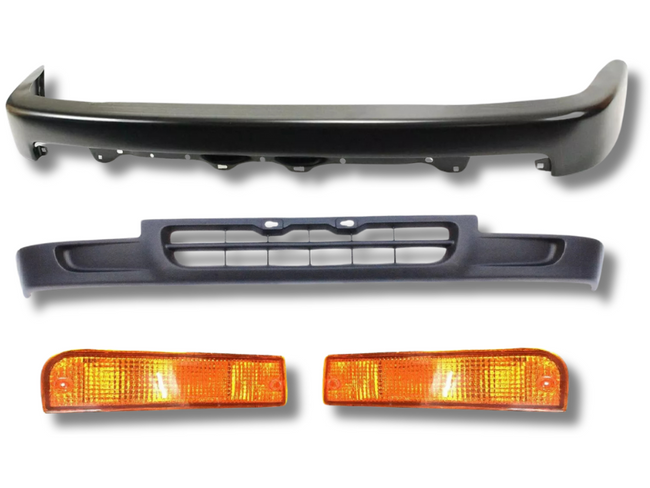 Front Bumper Bar Upper & Lower with Amber Bar Lights for Toyota Hilux Surf & 4Runner (1991 - 1997)-Spoilers and Bodykits Australia