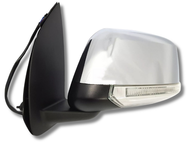 Left Passenger Side Electric Door Mirror with Puddle Light & Fold Function for D40 Nissan Navara - Chrome (2005 - 2015)-Spoilers and Bodykits Australia