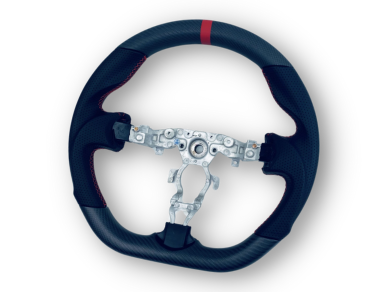 Matt Carbon Fibre & Leather Steering Wheel with Red Centre Line & Stitching for Nissan 370Z (2008 Onwards) - Spoilers and Bodykits Australia