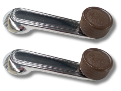 Window Winder Handles x 2 for Toyota Corolla KE10 / KE20 / KE25 / KE30 - Brown/Chrome-Spoilers and Bodykits Australia